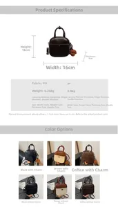 Sac à dos polyvalent en cuir PU pour femme avec options de couleur et dimensions détaillées