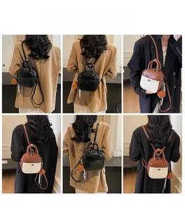 Mini sac à dos en cuir PU pour femme présenté sous plusieurs angles avec ours en peluche