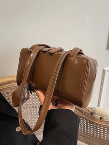 Vintage Shiny PU Leather Underarm Bag For Women Retro Pillow Shoulder Handbag With Detachable Mini Pouch Versatile Daily