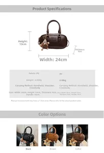 Detailed size specifications for the vintage Boston pillow bag with dimensions