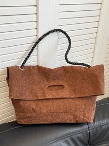 Women Corduroy Tote Bag Large Capacity Crossbody Bag With Rope Handle Retro Casual Shoulder Bag For School Daily Commute