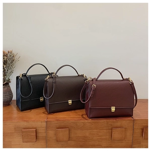 Retro vintage crossbody flap bag collection in black, brown, and burgundy lychee leather