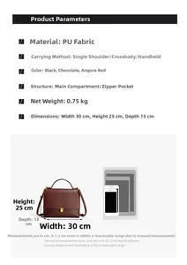 Size comparison of the vintage shoulder bag with a tablet showing the 30x25cm dimensions