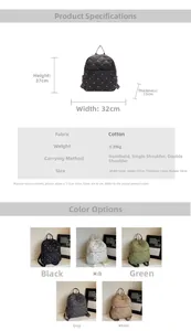 Detailed dimension chart showing the 32x37x15cm size for the bow embroidery backpack