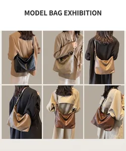 Tre colori di borse hobo vintage mostrati in diverse angolazioni di stile
