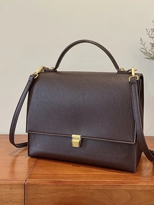 Vintage Women PU Leather Crossbody Bag Fashion Lychee Texture Square Handbag With Gold Lock Single Shoulder Bag For Daily Office