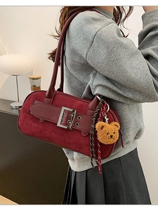 Sac à Épaule en Cuir Givré PU Rétro pour Femmes Grande Capacité Sac Sous le Bras Oreiller Vintage Avec Boucle Métallique
