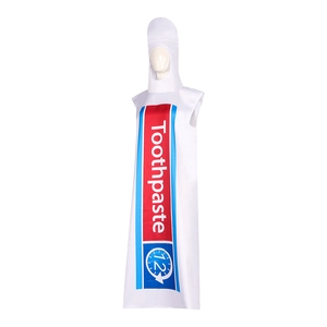 Grappig tandpasta kostuum voor Halloween cosplay, wit mouwloos gewaad met print