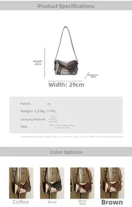 Detailed retro color-block crossbody bag features with PU material and metal buckle
