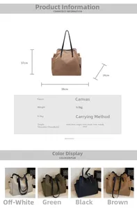 Detailed dimension guide showing 38x37x14cm size for this large canvas tote bag