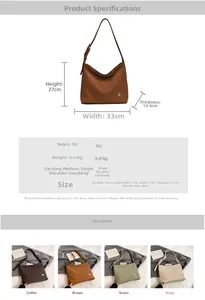Detailed size specifications and color comparison for the PU leather crossbody bag