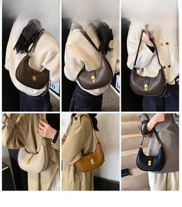 Hobo bag collection in four colors with textured leather and gold buckle closure