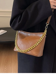 Mode Rauten Gesteppte Umhängetasche Für Damen Luxus PU Leder Goldkette Eimer Schultertasche Retro Alltäglich Damen Handtasche