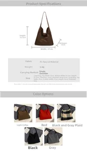 Especificaciones detalladas de tamaños para bolsos tote de cuero PU grandes y pequeños