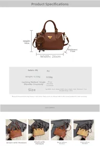 Detailed size specifications and material chart for the PU leather doctor handbag