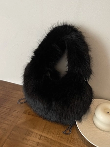 Borsa a Mano da Donna in Pelliccia Sintetica a Forma di Dumpling Autunno Inverno Peluche Catena Tracolla Borsa Hobo Morbida