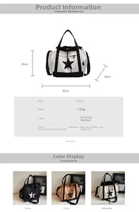 Tabella taglie della borsa tote in tela con dimensioni 30x28x16cm e vari colori