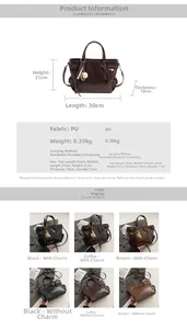 Size chart and color display of large PU leather tote bag with three color options