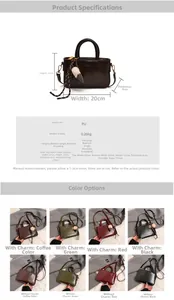 Tableau des tailles et détails du petit sac carré rétro en cuir PU à effet huilé