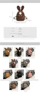 Spécifications de taille et vue du matériau du mini sac à dos oreilles de lapin