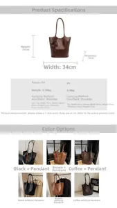 Tableau des tailles détaillé et spécifications multicolores du grand sac fourre-tout en PU