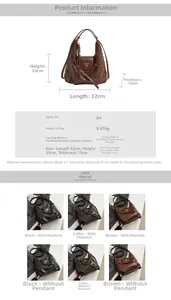 Detailed size specifications and color variants for the large PU leather tote backpack