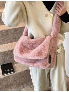 Dames Pluche Kunstbont Schoudertas Pluizige Crossbody Tote Bag Minimalistische Zachte Vierkante Tas Voor Winter Casual Mode