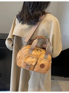 Waterproof nylon multi-pocket large capacity mustard yellow tote and crossbody bag for women