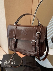 Women's Vintage PU Leather Small Square Crossbody Bag High-End Handbag With Letter Embossing For Daily Office Commuting