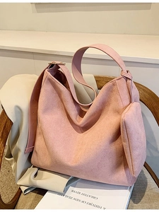 Pink matte hobo tote bag with matching pouch and adjustable wide shoulder strap