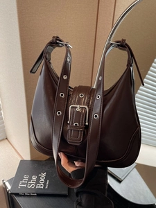 Borsa da Sottobraccio Hobo a Mezzaluna in Pelle PU Retrò da Donna Fibbia Argento Tracolla con Occhielli Borsa a Spalla Moda