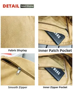 Detailansicht der khakifarbenen Segeltuchtasche mit Stoffstruktur und Reißverschlussfächern