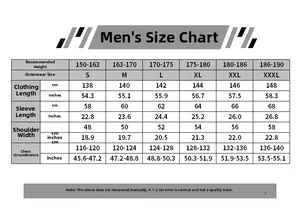 Size chart for medieval missionary cosplay costume with heights and dimensions in cm/inch