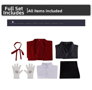 Hellsing Alucard Cosplay Set including red coat, black vest, trousers and star gloves