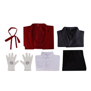 Hellsing Alucard cosplay costume set with red jacket vest trousers and pentagram gloves