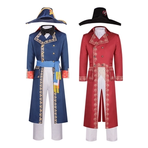 Napoleon Cosplay Kostuum Voor Heren Middeleeuws Militair Uniform Met Tweesteek Gouden Borduurwerk Halloween Podium Performance Pak