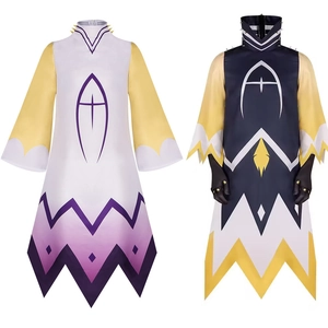 Gothic Anime Roleplay Costume Set Long Robe Spiked Collar Headgear Gloves For Halloween Stage Performance Adult Outfit
