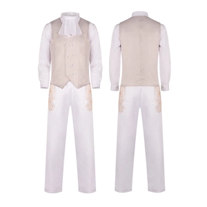 Napoleon cosplay kostuumset met dubbelrijig vest en middeleeuwse broek in hofstijl