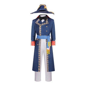 Napoleon Bonaparte militair cosplay kostuum met geborduurde jas en tweekante steek