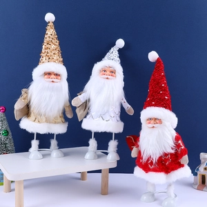 Three 40cm iron Santa Claus figures in gold, white, and red for Christmas window decor