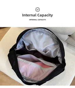 Macro view of the spacious internal capacity and pocket structure of the black backpack