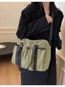 Borsa Tote in Tela da Donna a Grande Capacità Casual Stile Coreano Borsa a Tracolla da Viaggio con Fettuccia Decor Borsa a Mano per il Quotidiano