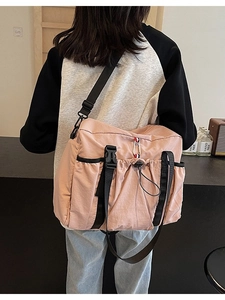 Borsa a tracolla in nylon rosa di grande capacità per viaggi e tempo libero