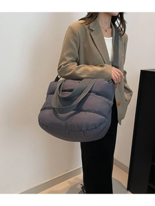 Sac Cabas Matelassé Grande Capacité pour Femmes Sac Bandoulière en Nylon Rembourré Mode Sac à Main d'Hiver Décontracté