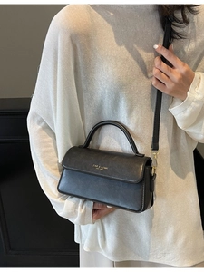 Vintage PU Leather Crossbody Bag For Women Retro Letter Print Small Square Handbag With Magnetic Snap Commuting Purse