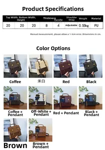 Detailed size specifications for a crocodile texture PU backpack measuring 20x20x8cm