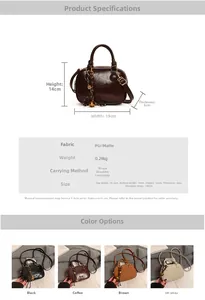 Detailed size and specs chart for the stylish mini Boston bag with crossbody strap options