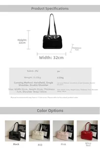 Detailed size guide and specifications for retro shiny PU leather women's shoulder bag