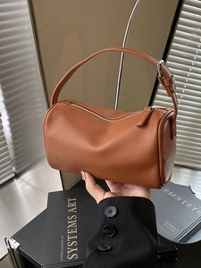 Sac Baril pour Femmes en Cuir PU à Motif Litchi Sac à Bandoulière Décontracté Fermeture Éclair Forme Oreiller Sac à Main pour Navettage Quotidien Bureau Mode Femme
