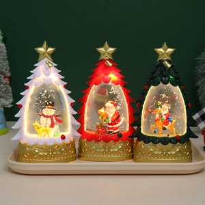LED Weihnachtsbaum Wasserglocke Laterne Weihnachtsmann Schneemann Figur Glitzer Desktop Nachtlicht Ornament Dekoration
